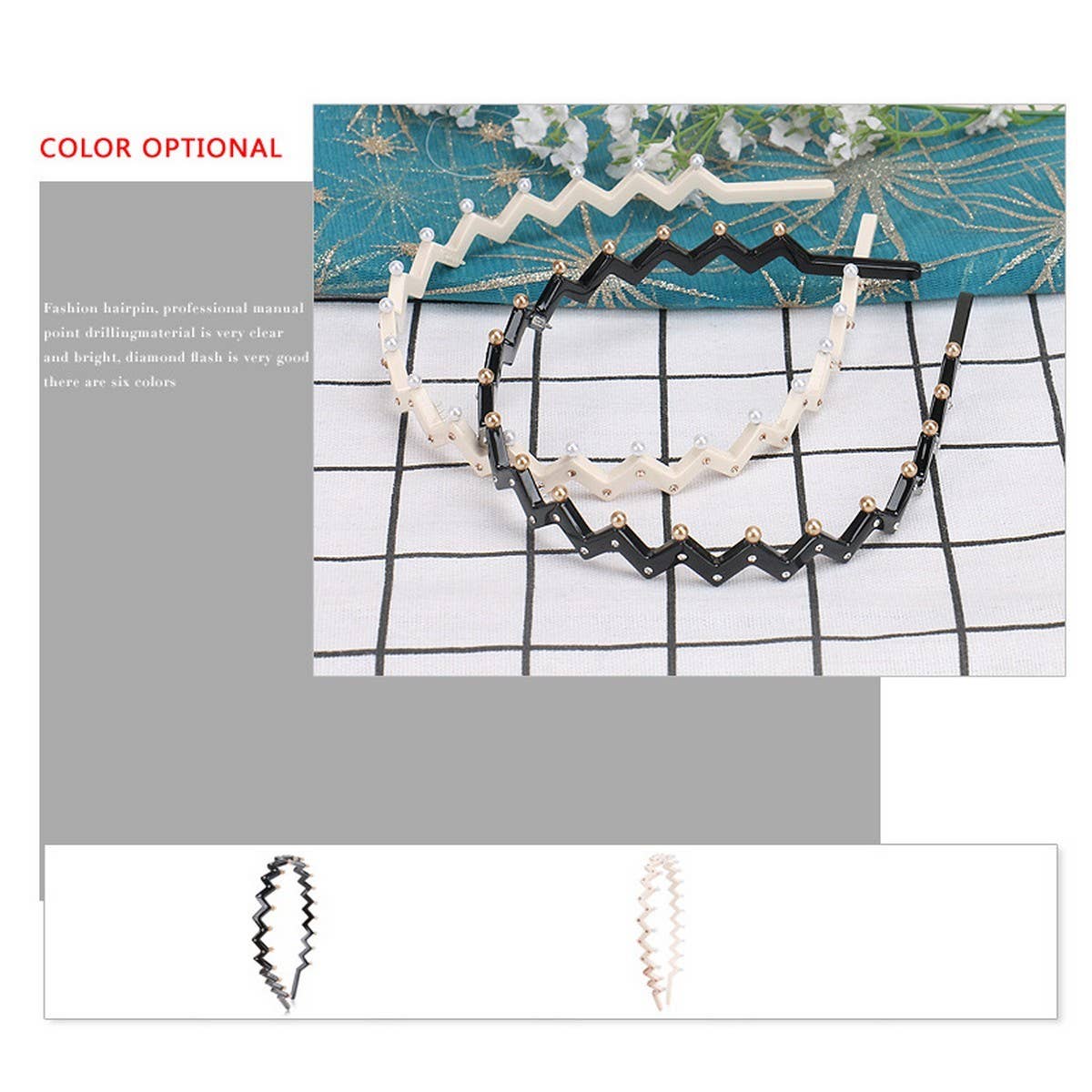 WAVE DIAMOND STUDDED HEADBAND HAIR CLIP