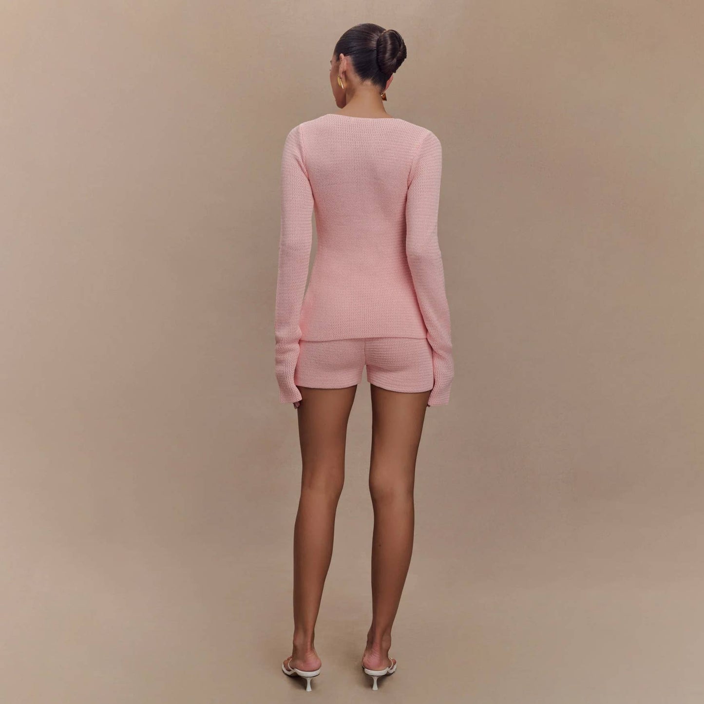 Sexy style lace-up and cut-out knitted suit