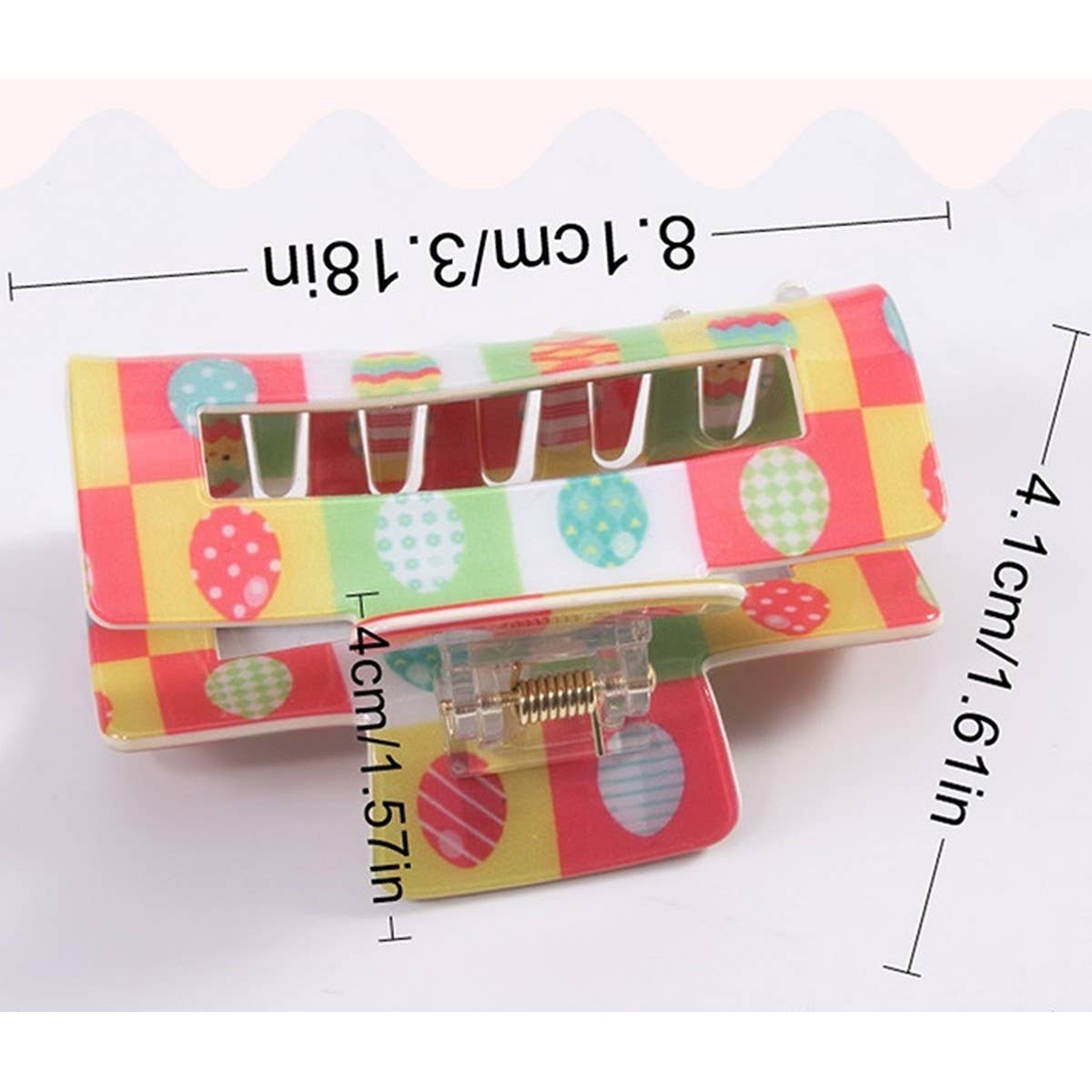 CWAHA1390_COLOR MATCHING PRINTED RECTANGLE HAIR CLAW CLIP