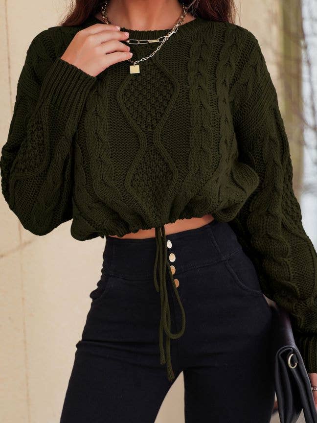 SOLID COLOR LOOSE CREW NECK SWEATER