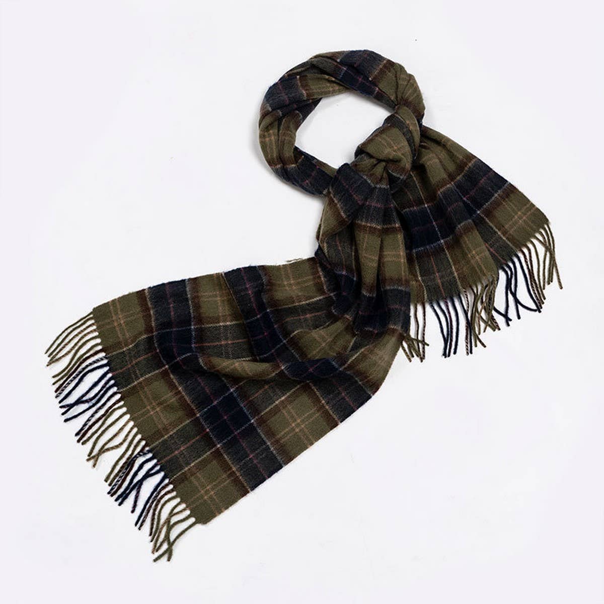 100% Wool Plaid Scarf Red Check Winter Warmth_CWASC2325