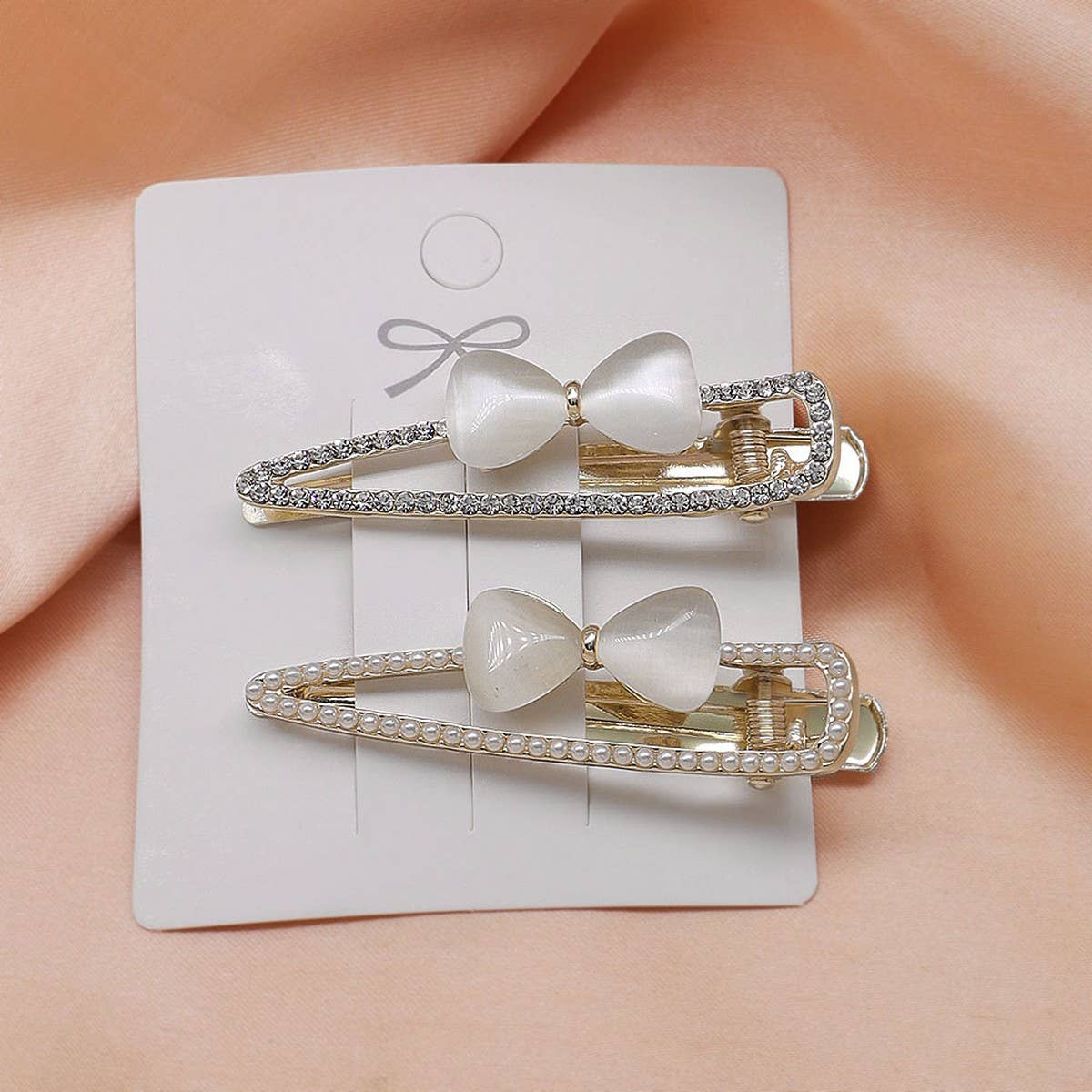 CAT'S EYE STONE BOW HAIRPIN SIDE BANGS CLIP_CWAHA4710
