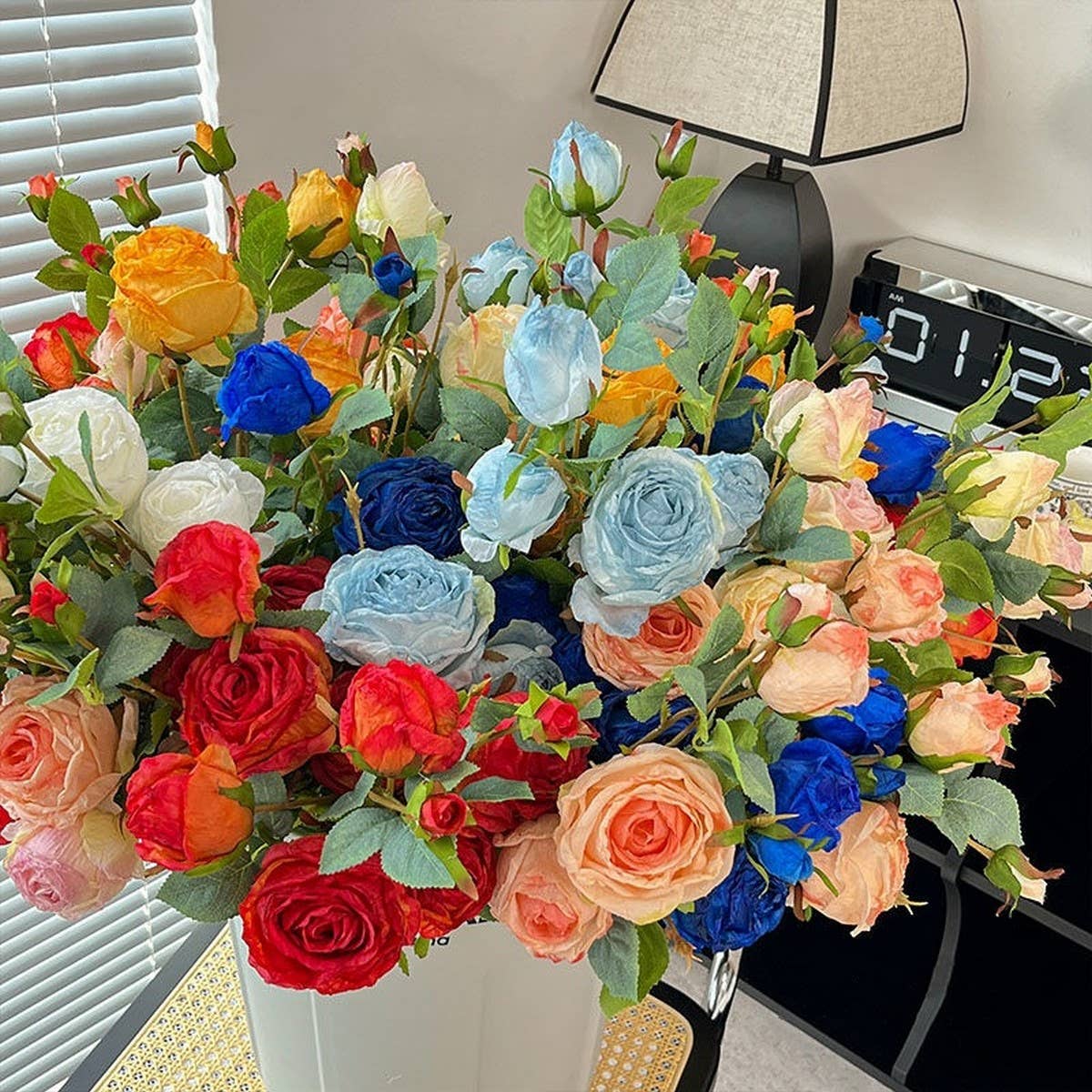 Single Stem 4-Head Country Style Burnt Edge Roses_CWMM6473