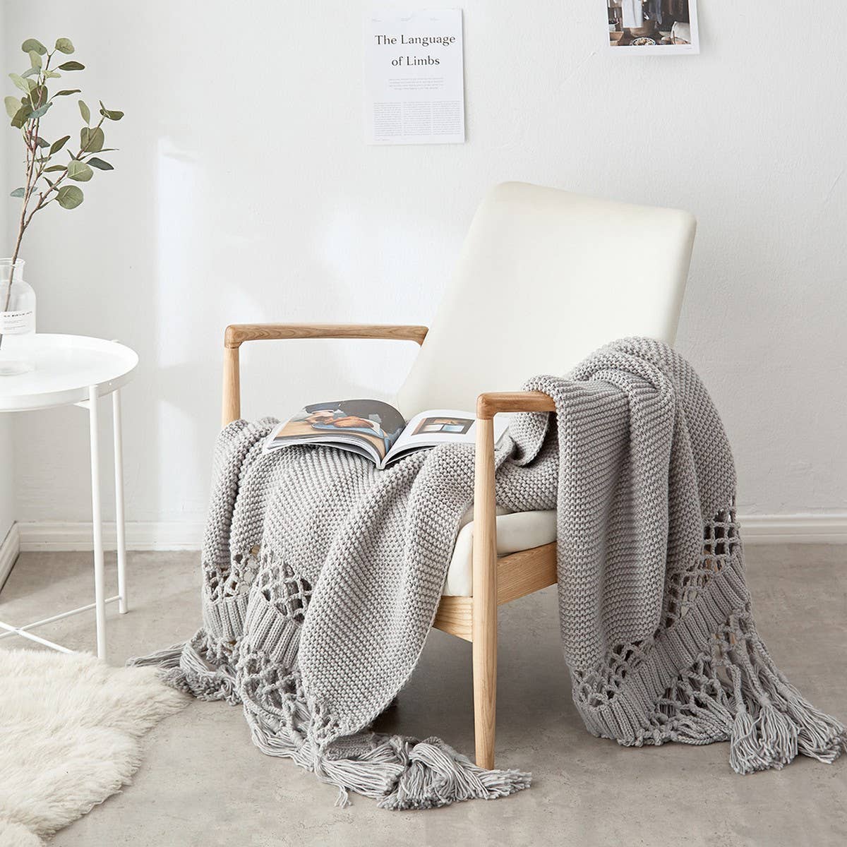 SOLID COLOR HOLLOW TASSEL HAND-KNITTED BLANKET_CWMM2369