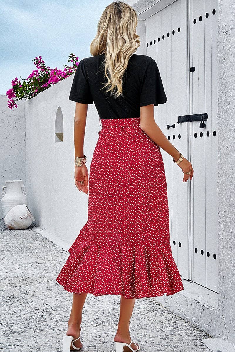 TEMPERAMENT CONTRASTING COLOR V NECK DRESS_CWDSD2811