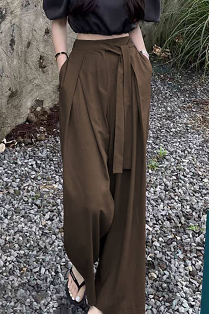 CWBLP00918_ELEGANT GREY DRAPEY WIDE-LEG PANTS FOR WOMEN