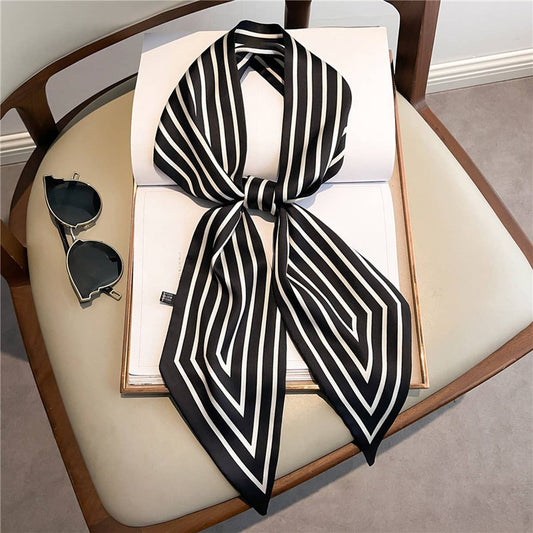 LETTER PRINT DOUBLE LAYER  HEAD SCARF