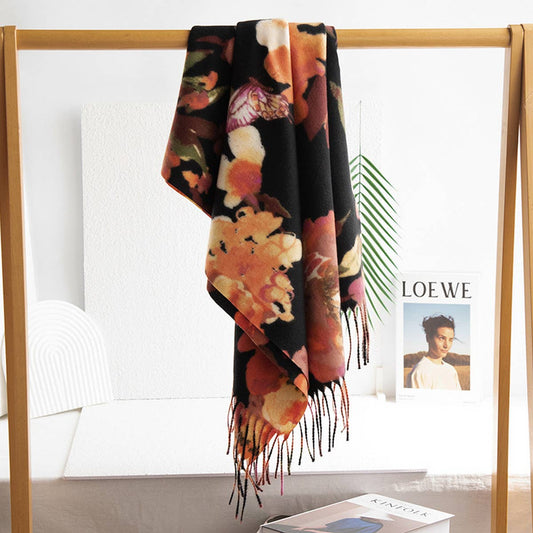 Soft Floral Tassel Scarf - Elegant Women's Wrap_CWASC0916