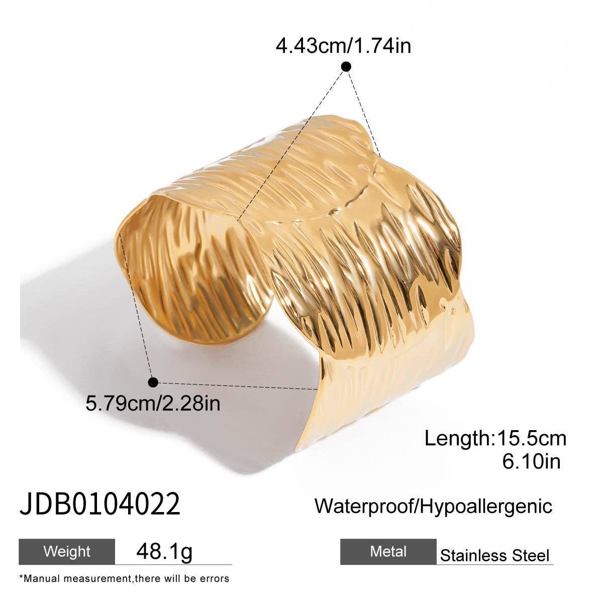 Modern Minimalist 18K Gold Wave Open Cuff