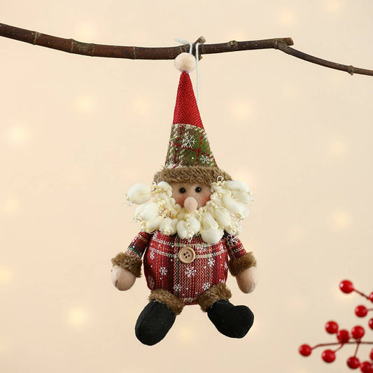 CHRISTMAS PLAID FABRIC DOLL PENDANT