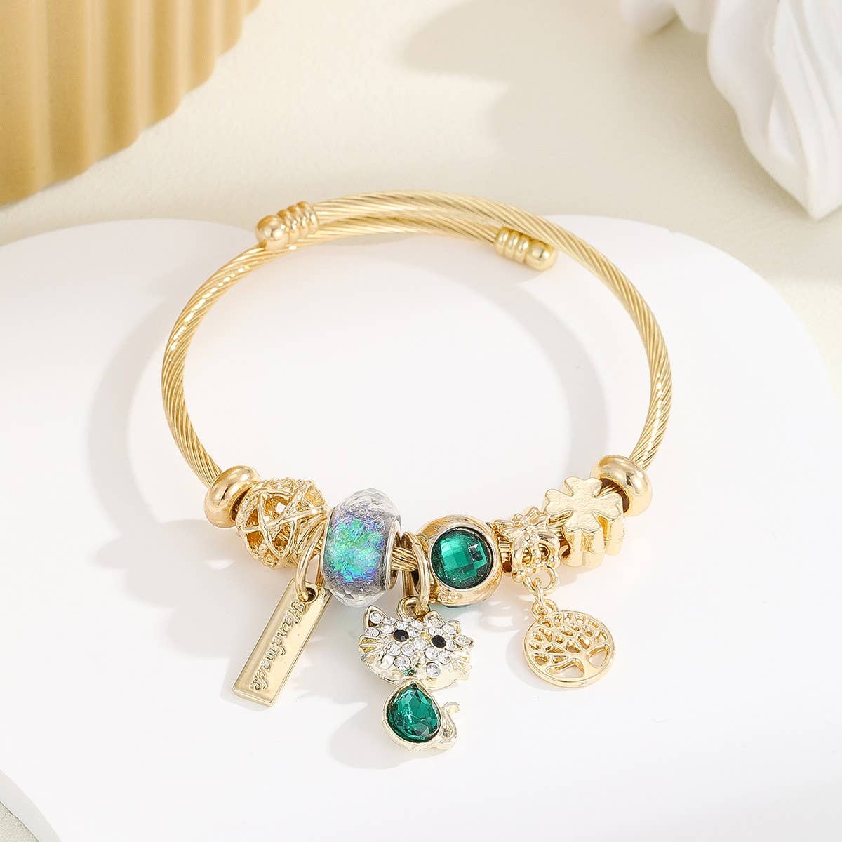 Trendy Stainless Steel Bracelet with Heart Charm