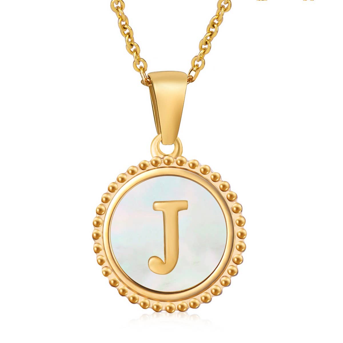 18K GOLD STAINLESS STEEL SHELL LETTER NECKLACE_CWAJE0686