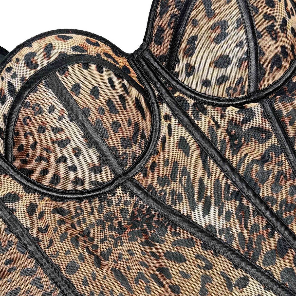 SEXY LEOPARD DOT PATTERN HERRINGBONE BRA