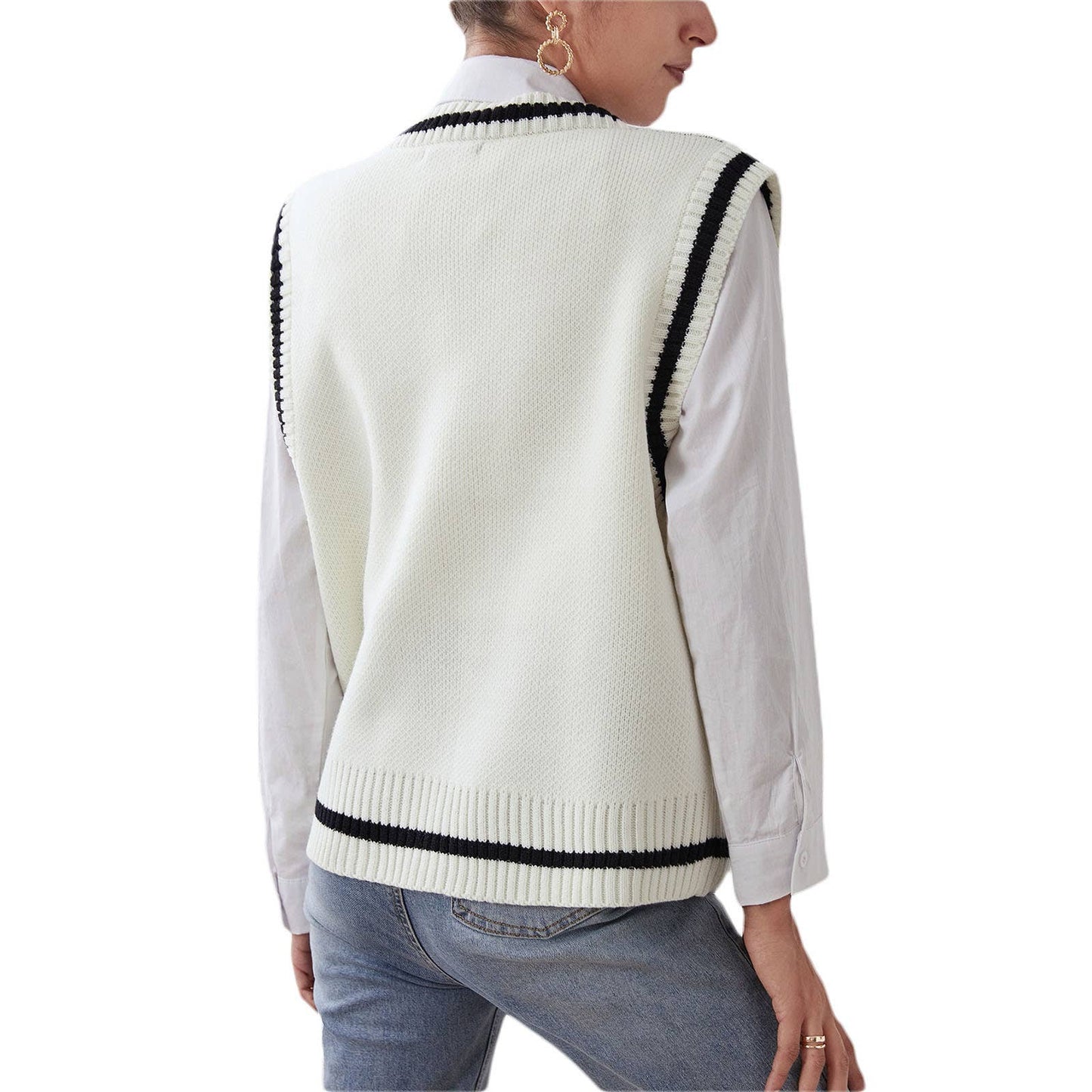 WORN WITH KNITTED HALLOWEEN V-NECK PULLOVER VEST