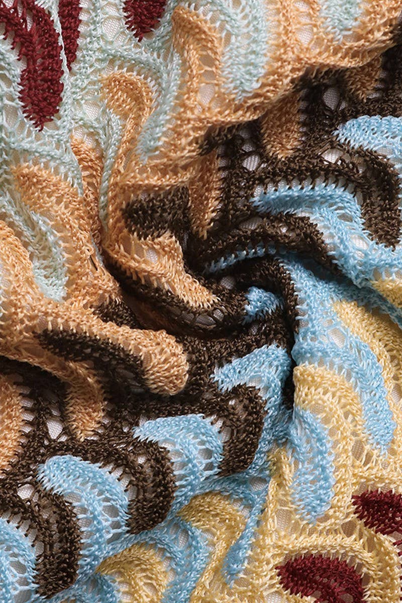 CWDSD8738_STRIPED ONE-SHOULDER CUTOUT BODYCON DRESS