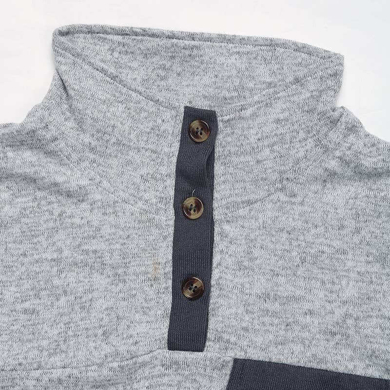 LAPEL ZIPPER CASUAL COLOR PATCHWORK HOODIE