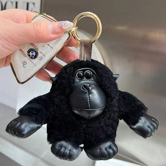 CUTE WOOL CHIMPANZEE CAR KEYCHAIN FUR PENDANT