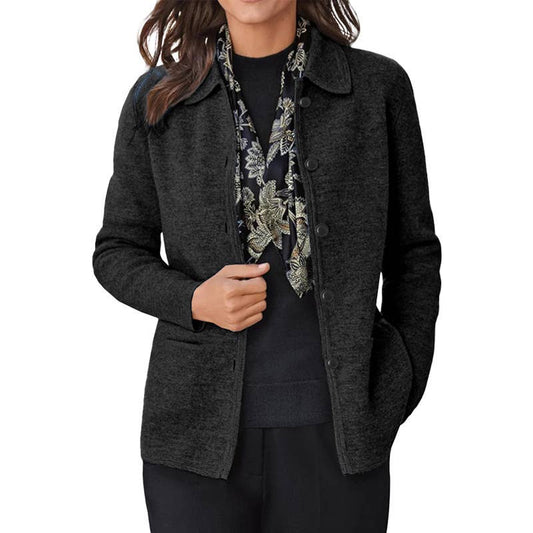 SOLID COLOR STYLISH LAPEL BUTTON COAT