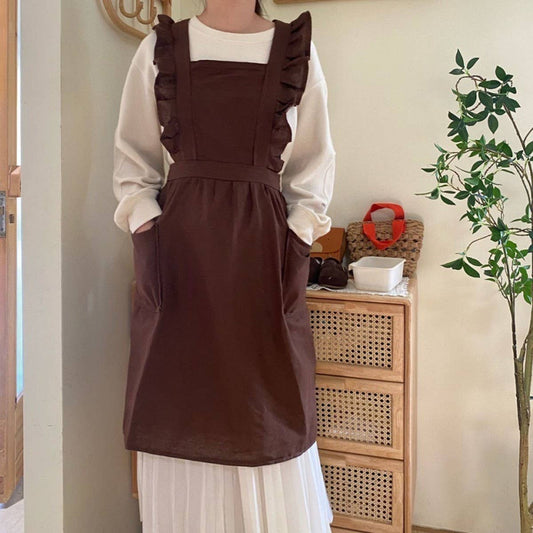 HOME CAFE ART FLORIST RUFFLED APRON