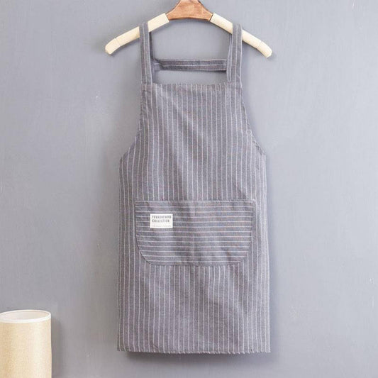 Polyester Cotton Stripes apron with pockets bulk_CWMM2038
