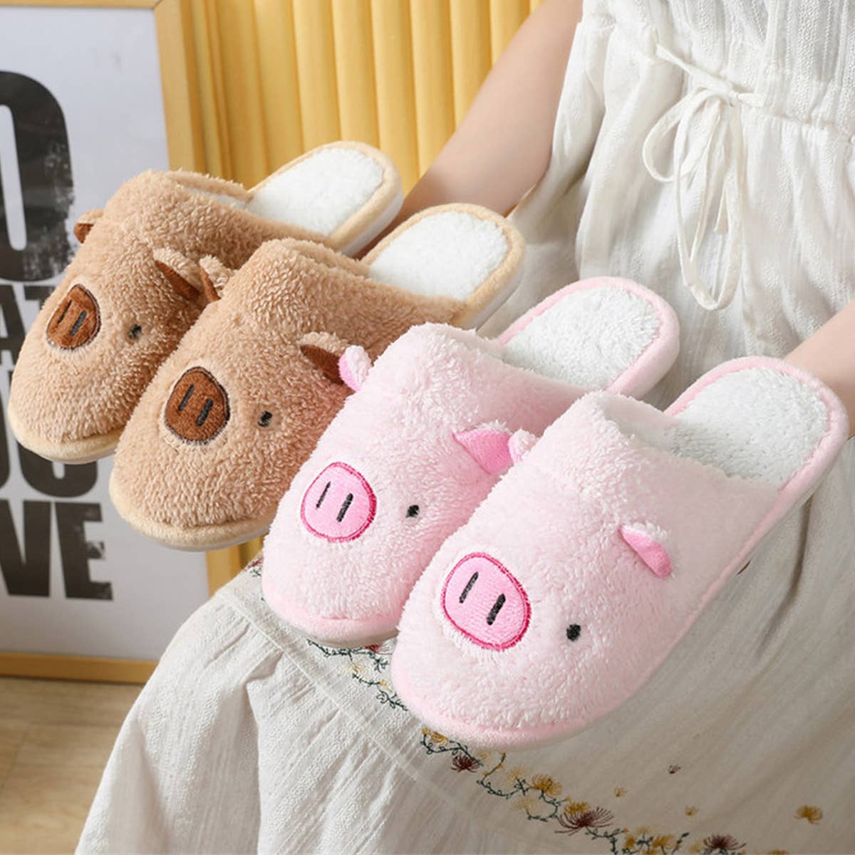 HOUSEHOLD CUTE CARTOON BEAR COTTON SLIPPERS