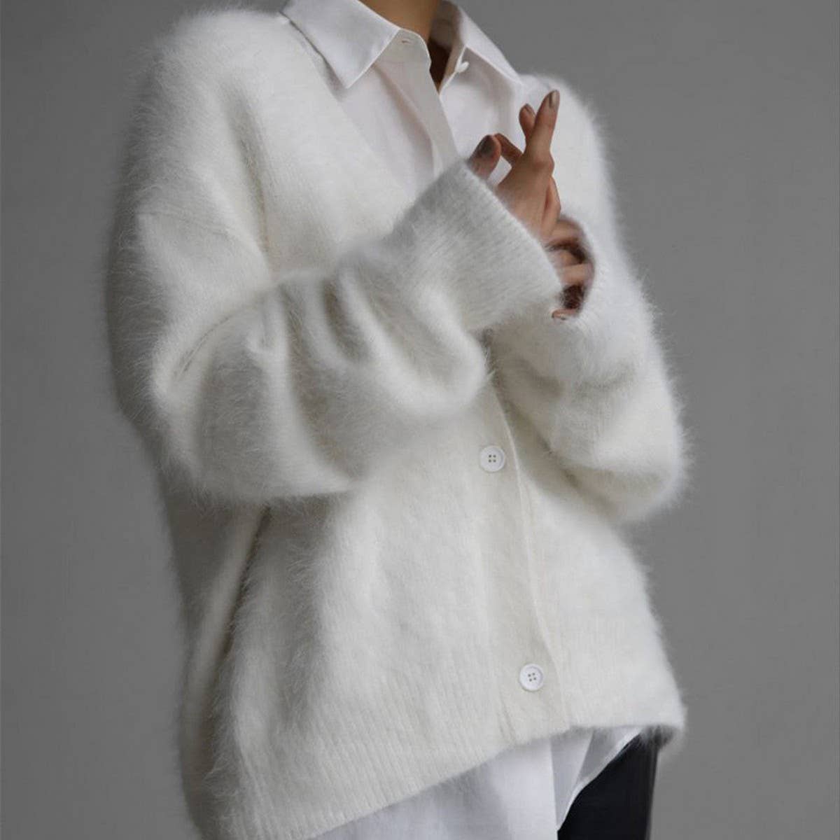 Women's Cozy Faux Mink Cardigan Sweater