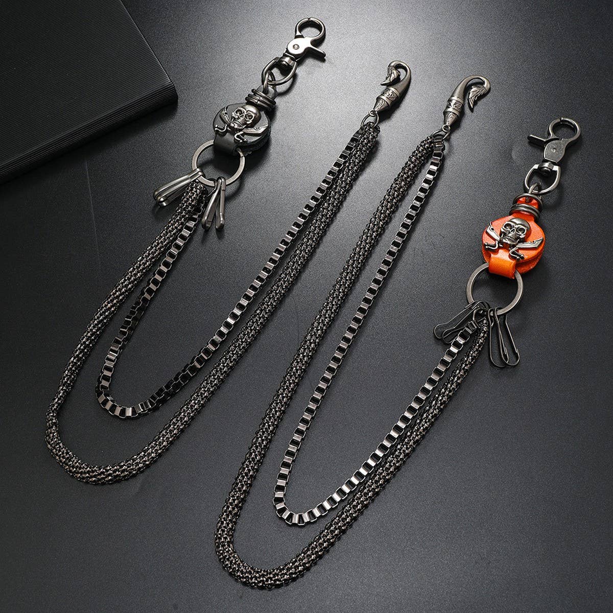 HIP-HOP DISCO SKULL LEATHER PANTS CHAIN