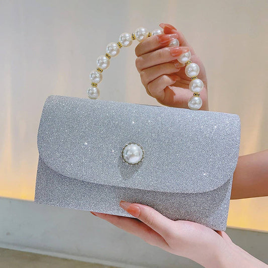 VINTAGE PEARL BAG SILVER SMALL SQUARE BAG_CWAB2517