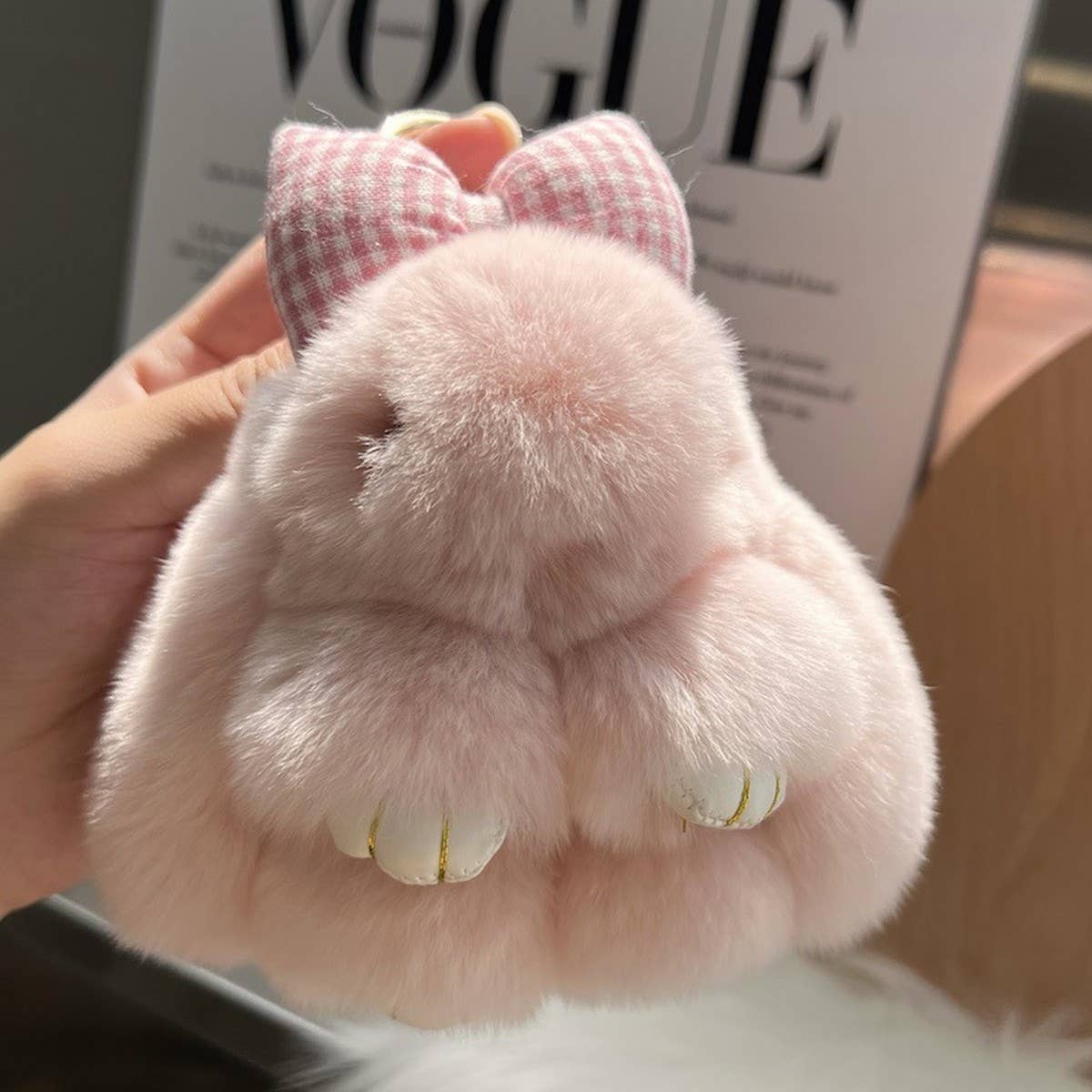 CUTE PLUSH DOLL BOW BUNNY CAR KEYCHAIN PENDANT