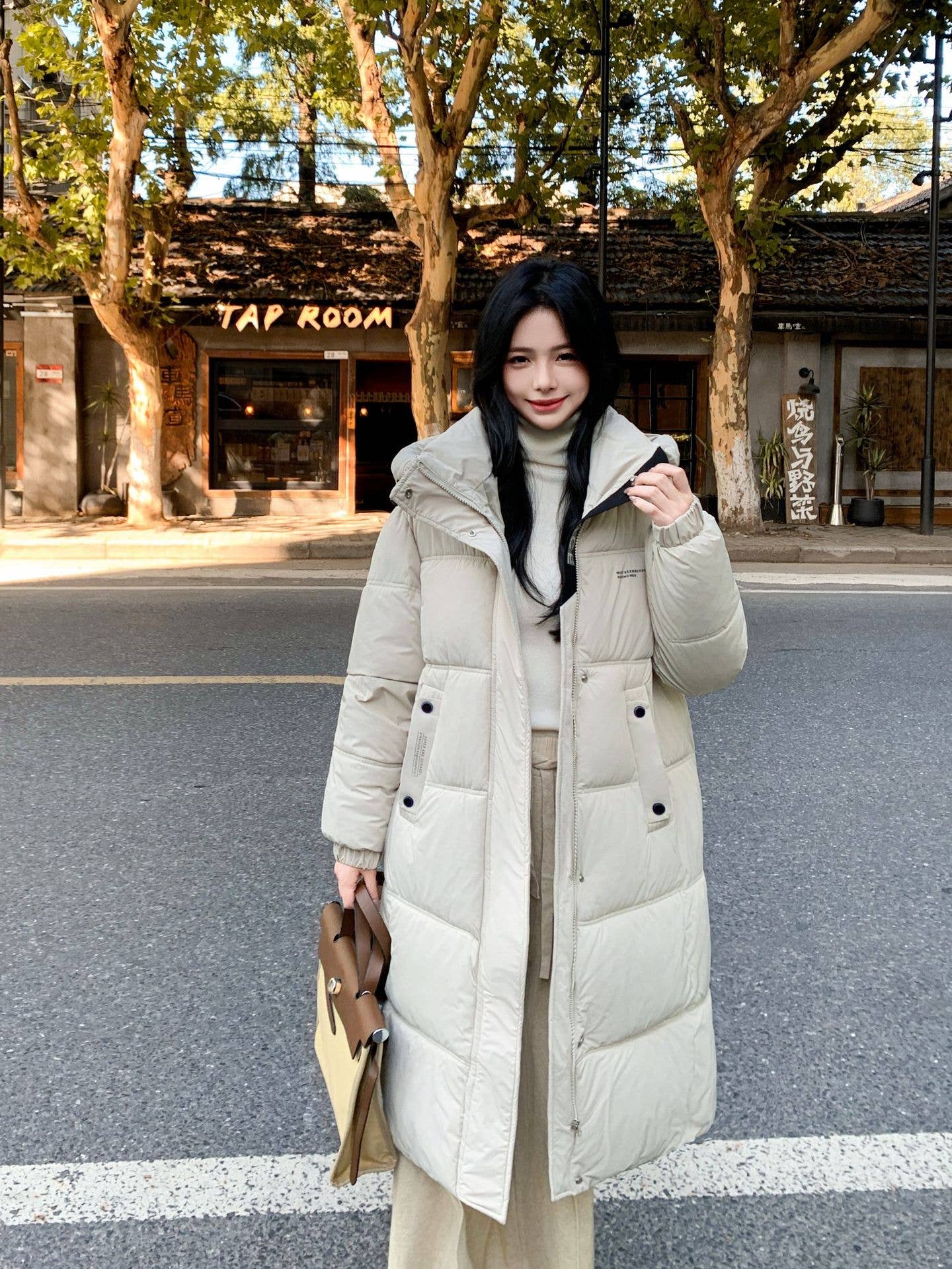 Long hooded and thickened warm padded jacket