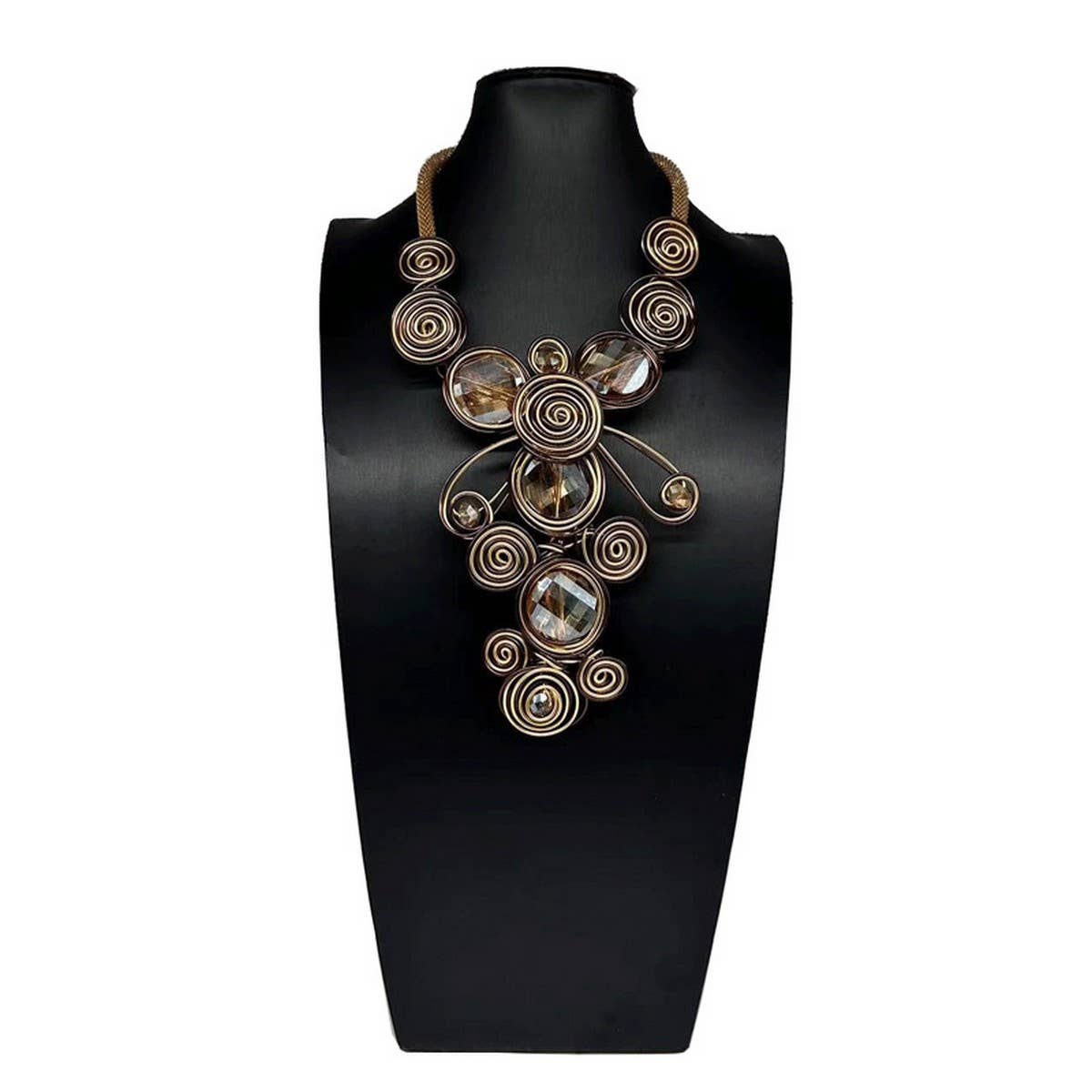 FASHION CRYSTAL ALUMINUM NECKLACE EARRINGS SET_CWMM4963