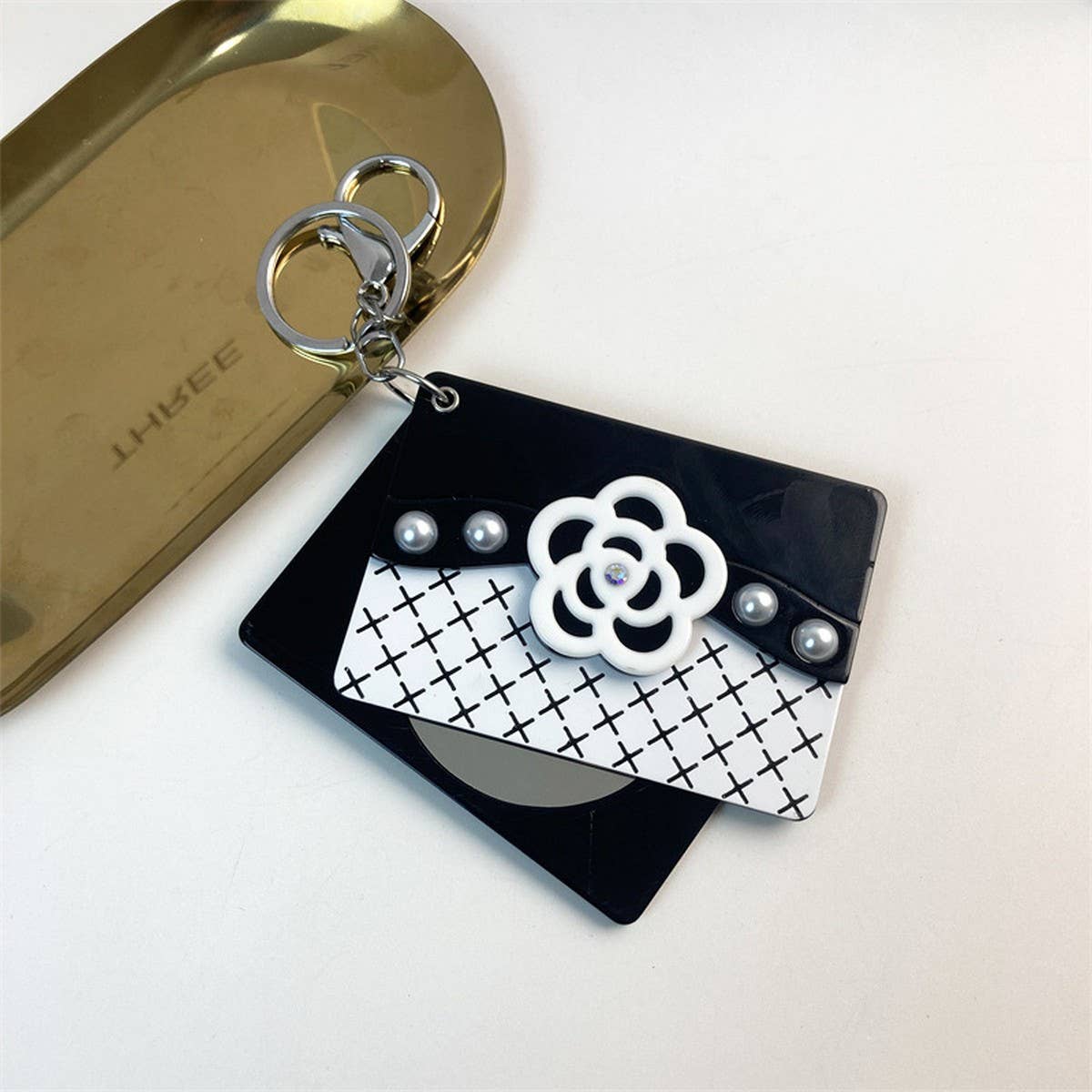 Seashell Slide Mirror Keychain Cute Acrylic Charm