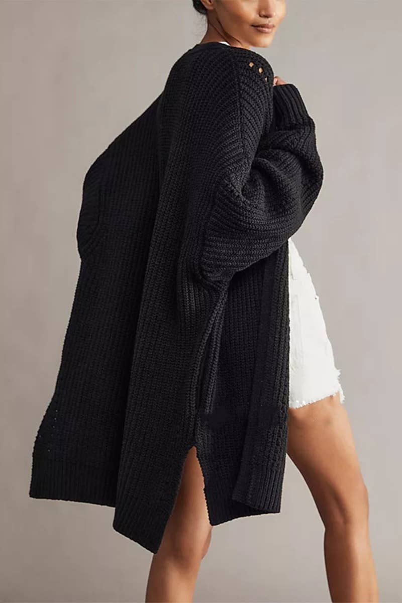 CWOCAL1829_HOLLOWED OUT LONG POCKET CARDIGAN LONG STYLE