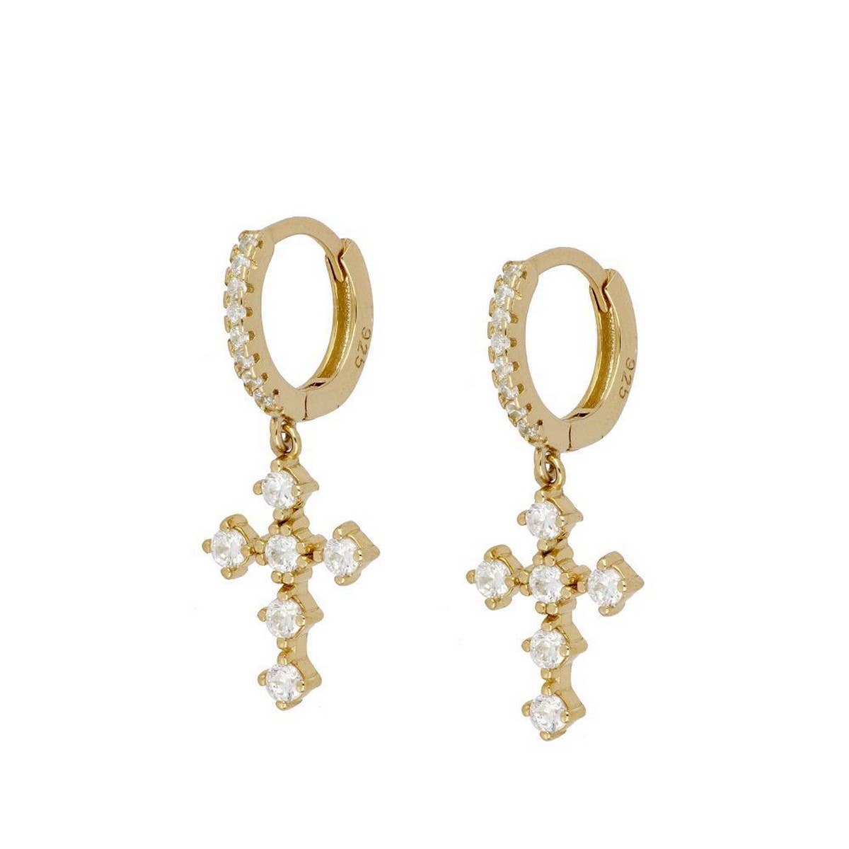 COLORFUL FRENCH CROSS DIAMOND EARRINGS