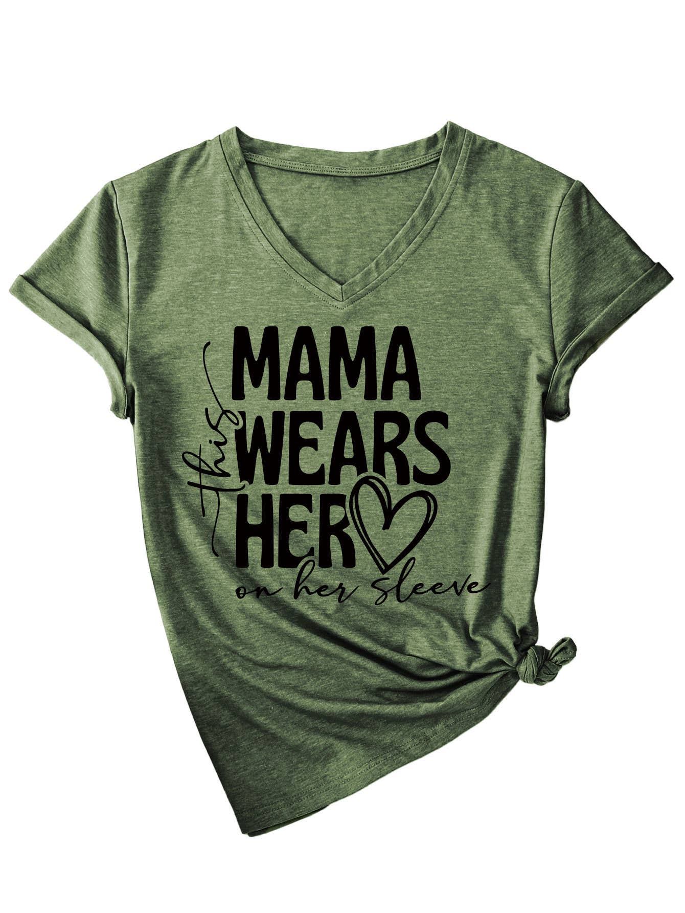 Simple Mother's Day V-neck blouse_CWTBLS0568