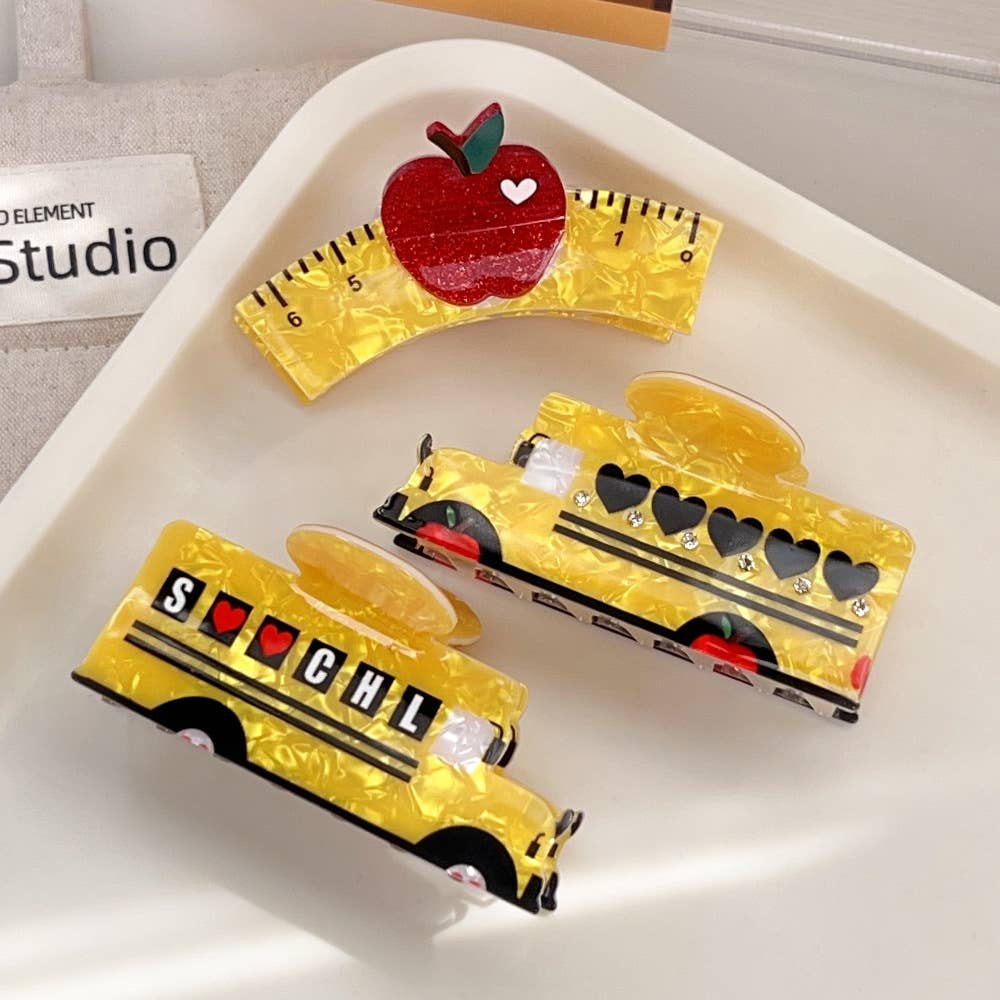 Apple ruler hairpin Cartoon car hairpin