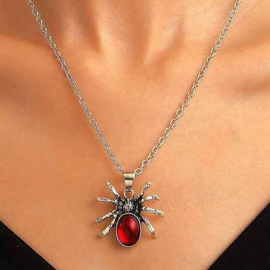 TRENDY RETRO HALLOWEEN SPIDER PENDANT NECKLACE