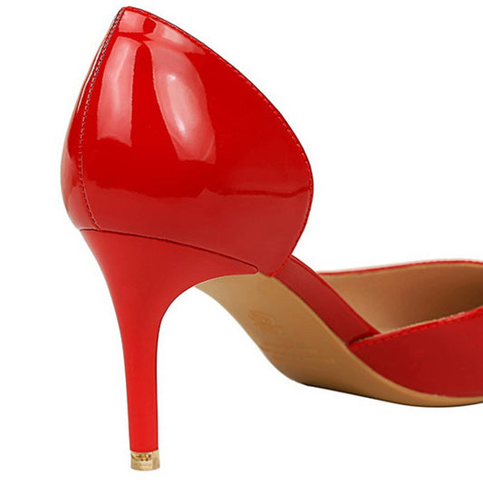 GLOSSY SHALLOW POINTED TOE SEXY HIGH HEELS