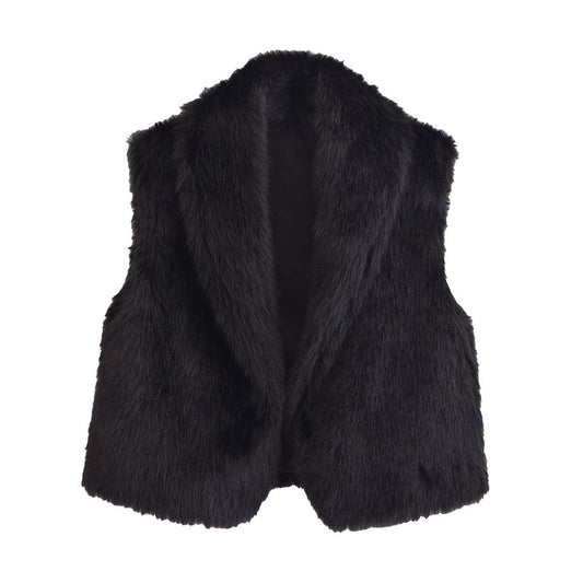 FASHION ALL-IN-ONE SOLID COLOR FAUX FUR VEST