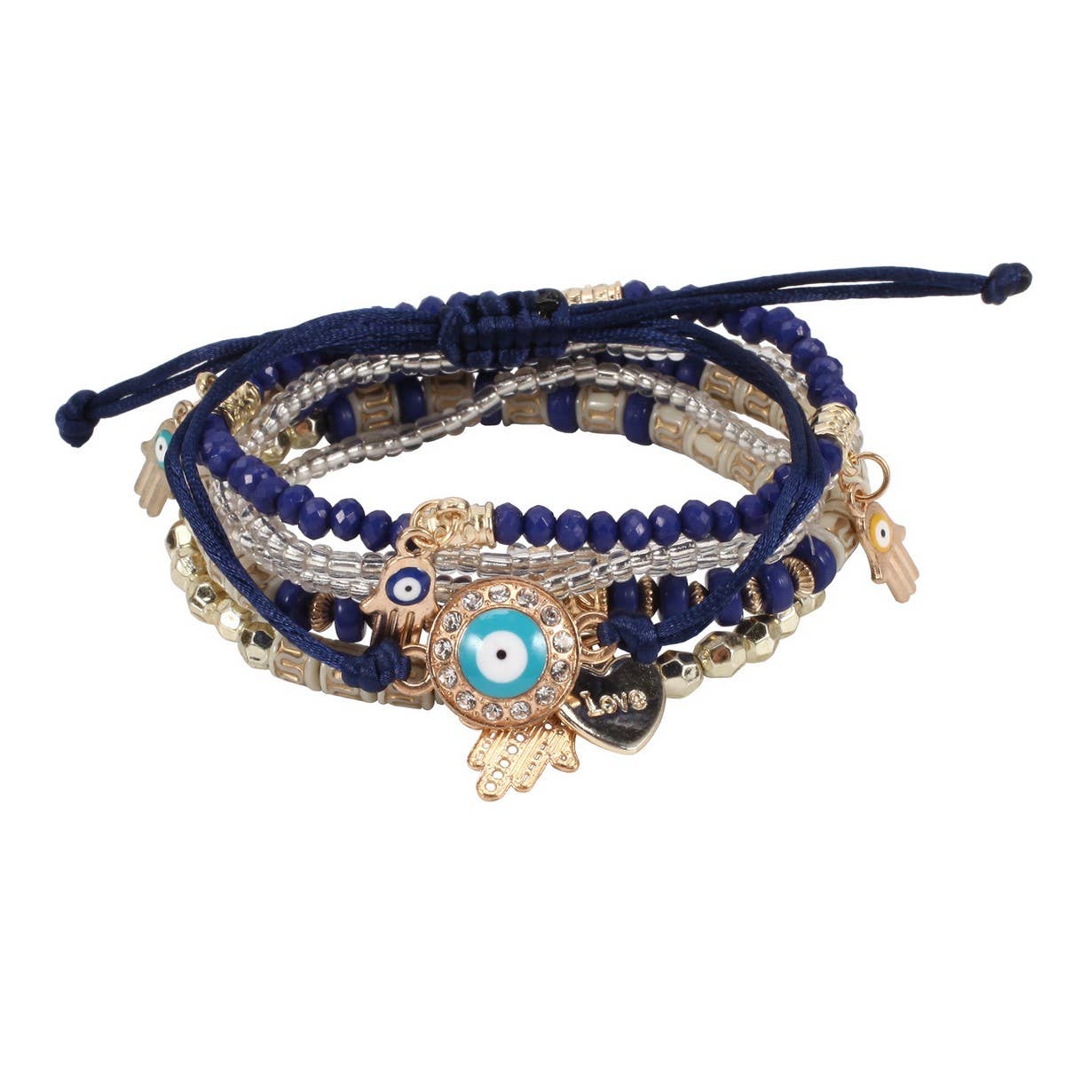 CWMM10465_EVIL EYE BEADED MULTI LAYER HANDMADE BRACELET