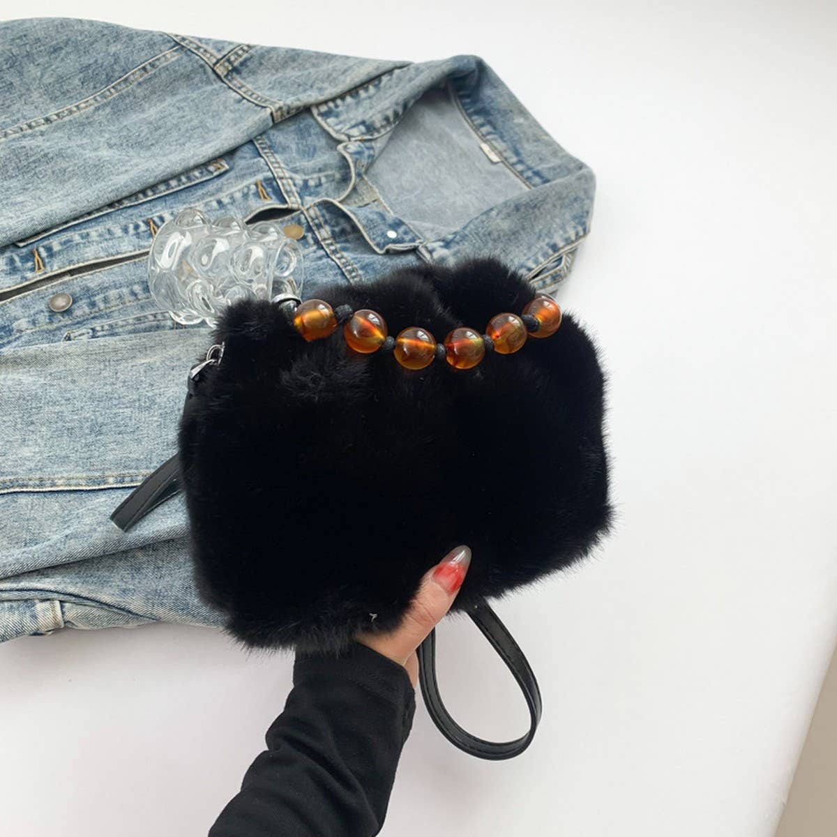 Leopard Faux Fur Bucket Bag Women Shoulder_CUAB00535