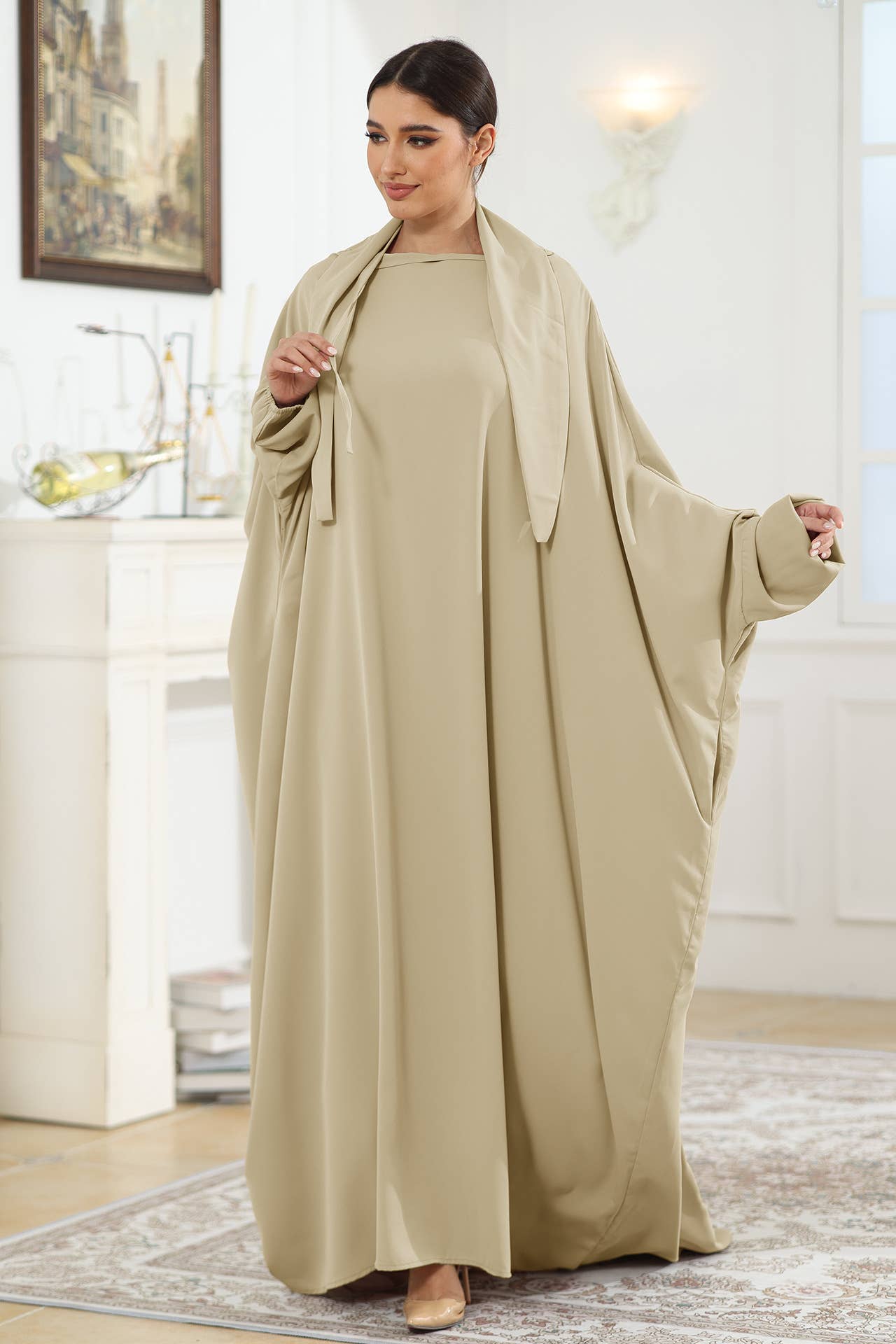 SATIN LACE ARABIC STYLE LOOSE DRESS