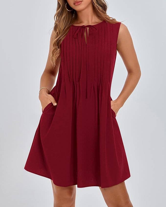 Fashionable short sleeveless vacation dress