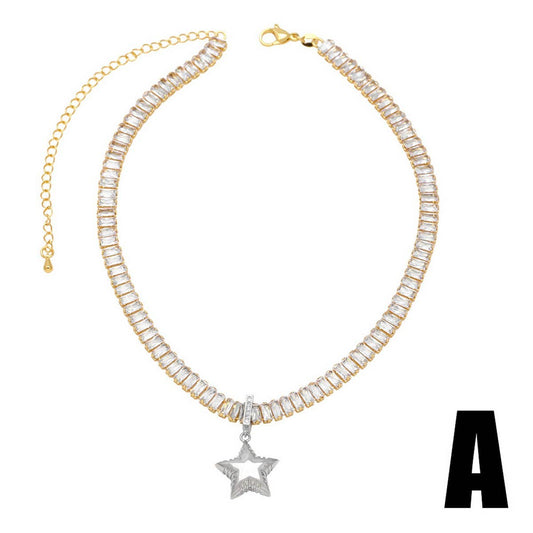 GOLD PLATED STAR SHAPED LOVE PENDANT NECKLACE