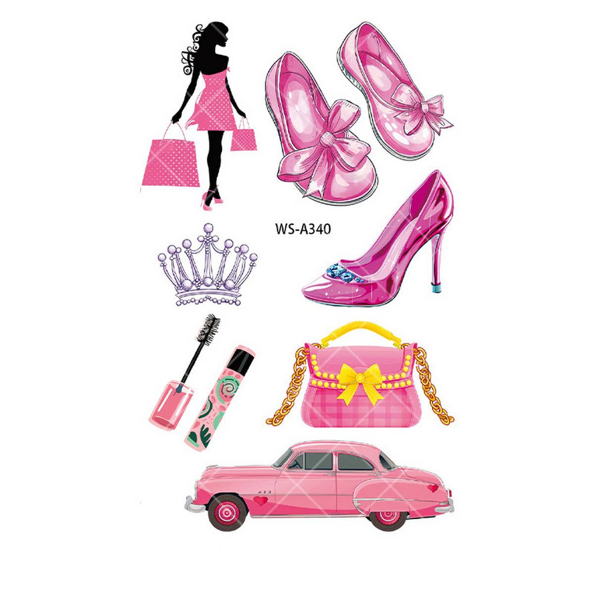 Pink Guitar Girl Tattoos ??Waterproof Kids Party_CWMM8382