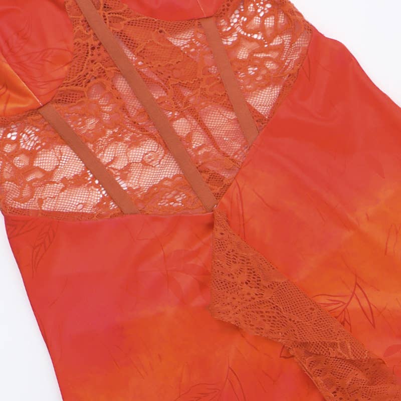 Lace corset sexy slit halter dress