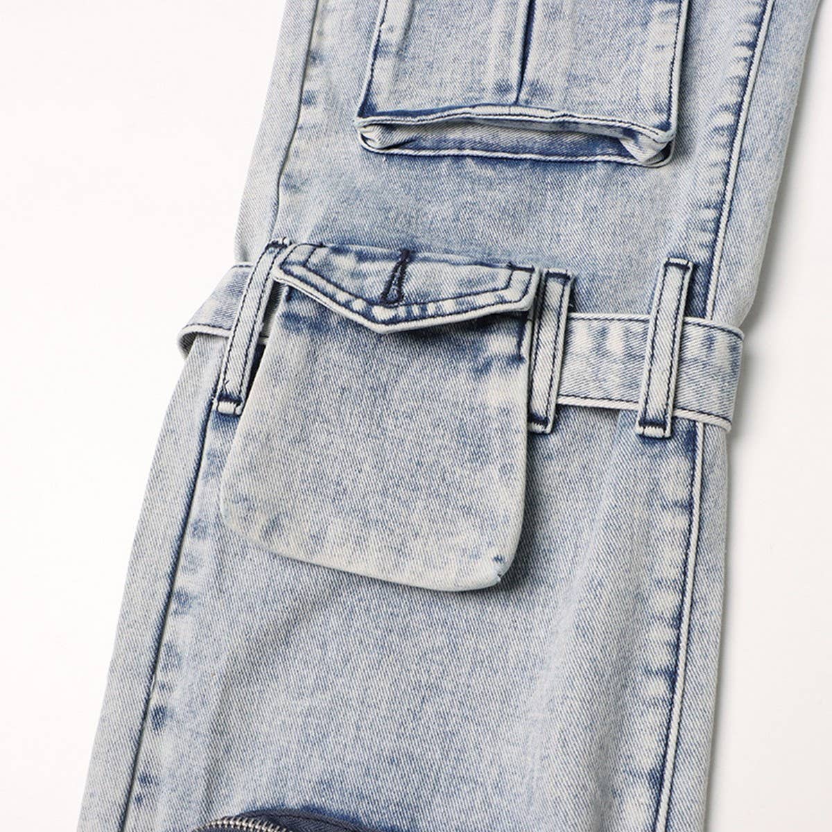 FASHION TRENDY ZIPPER SPLICING MULTI POCKET JEANS_CWJP0195