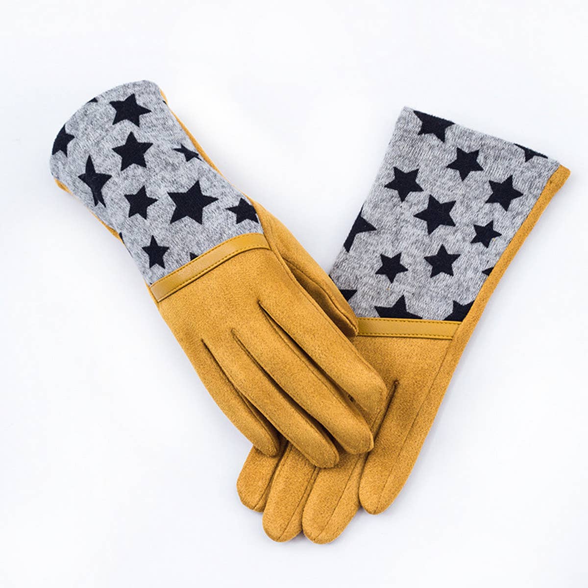 FASHIONABLE WARM STAR PLAID GLOVES_CWAG0076