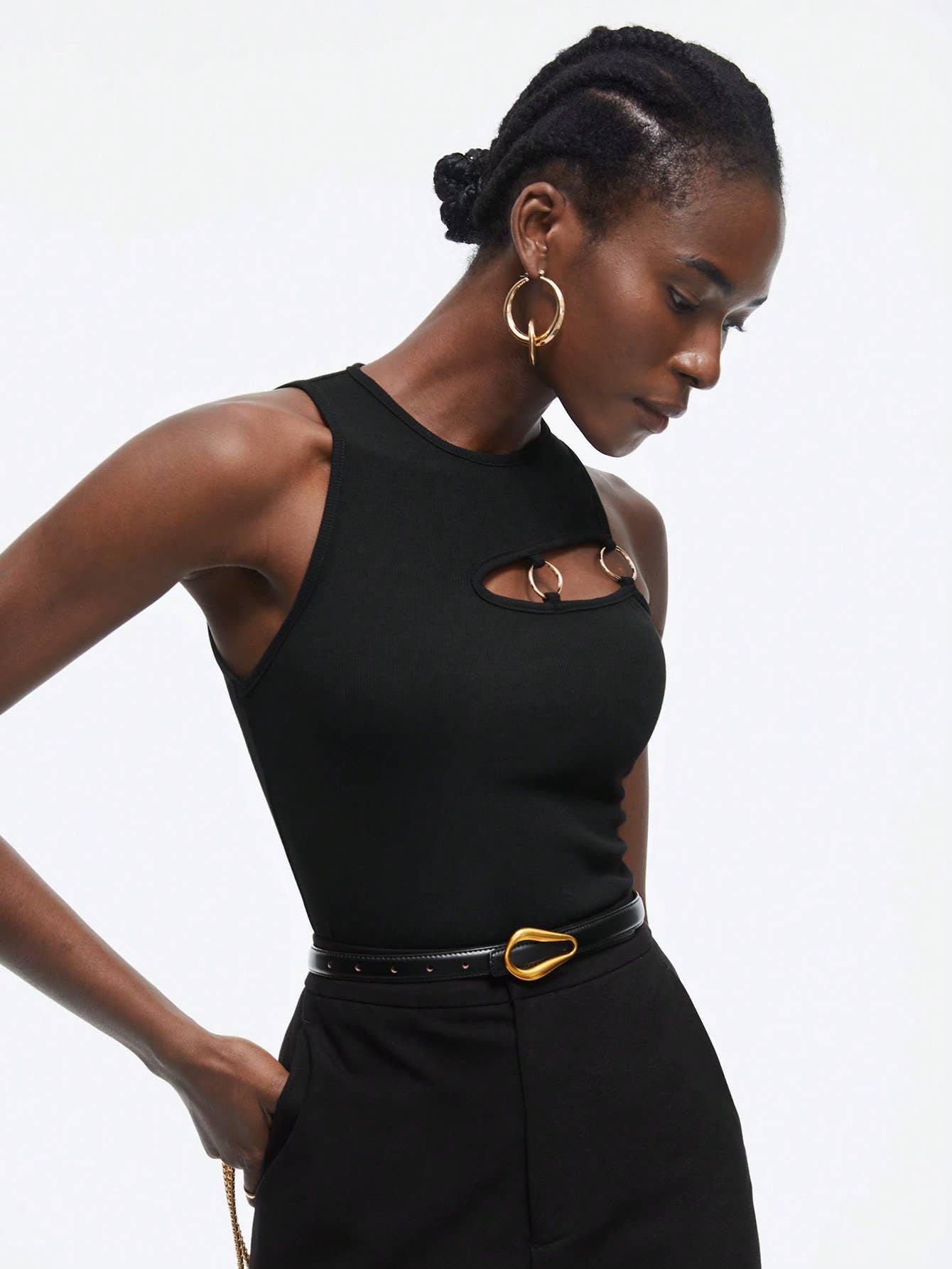 Street style shirt irregular short slim-fit top