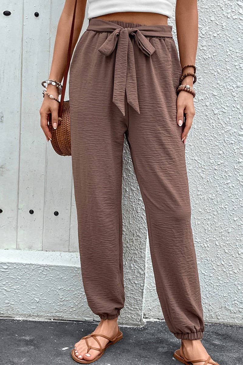 CWBLP0809_HIGH WAISTED LACE-UP CASUAL PANTS